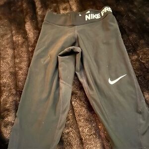Nike Black Girls' Performance Leggings with White Swoosh